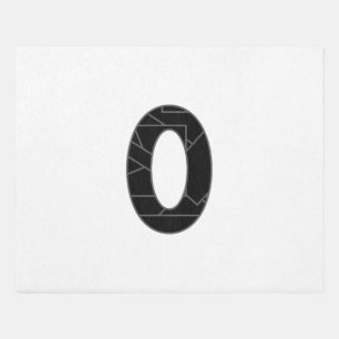 The number zero (0) in black outdoor rug