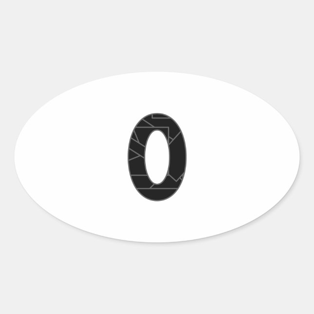The number zero (0) in black oval sticker (Front)