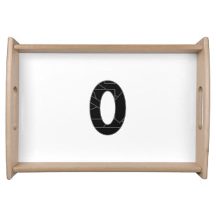 The number zero (0) in black serving tray