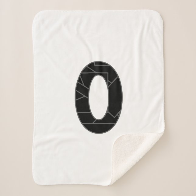 The number zero (0) in black sherpa blanket (Front)
