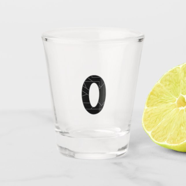 The number zero (0) in black shot glass (Front)