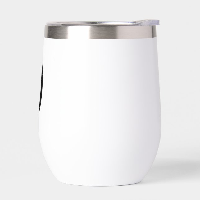 The number zero (0) in black thermal wine tumbler (Left)