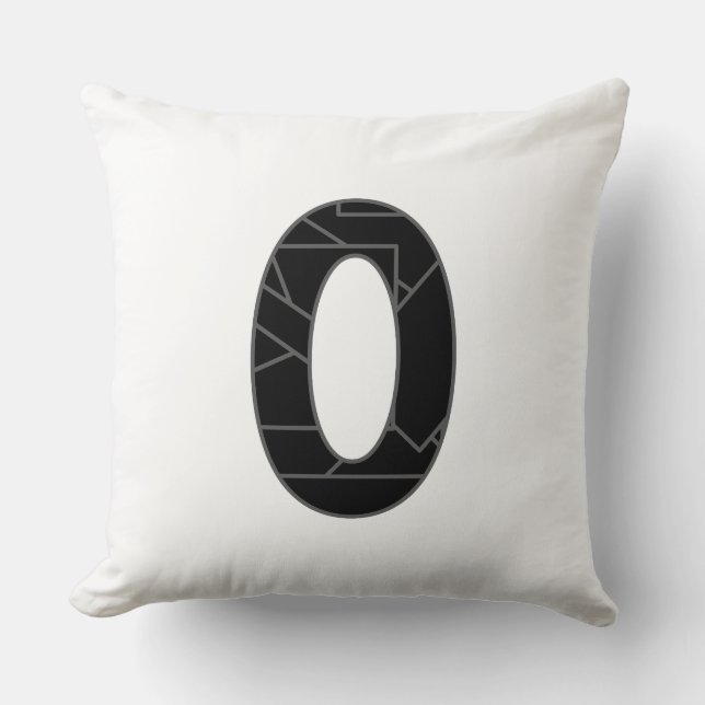 The number zero (0) in black throw pillow (Front)