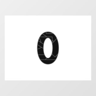 The number zero (0) in black window cling