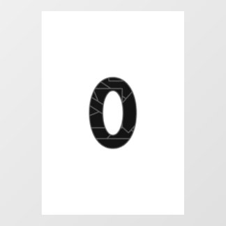 The number zero (0) in black window cling