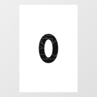 The number zero (0) in black window cling