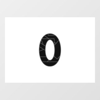 The number zero (0) in black window cling