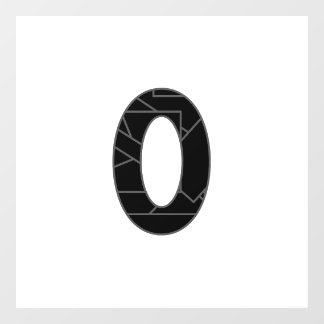 The number zero (0) in black window cling