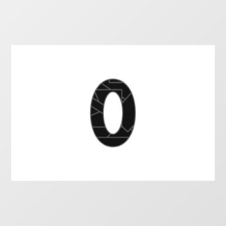 The number zero (0) in black window cling