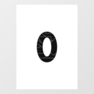 The number zero (0) in black window cling