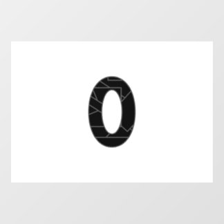 The number zero (0) in black window cling