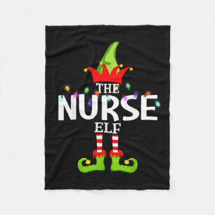 The Nurse Elf Christmas Matching Pajamas Fleece Blanket