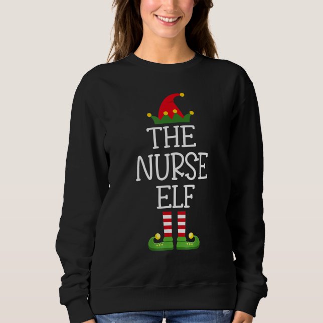 The Nurse Elf Family Matching Group Christmas Sweatshirt (Front)