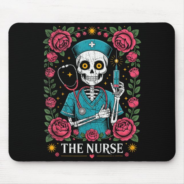 The Nurse Skeleton And Flower  Mouse Pad (Front)