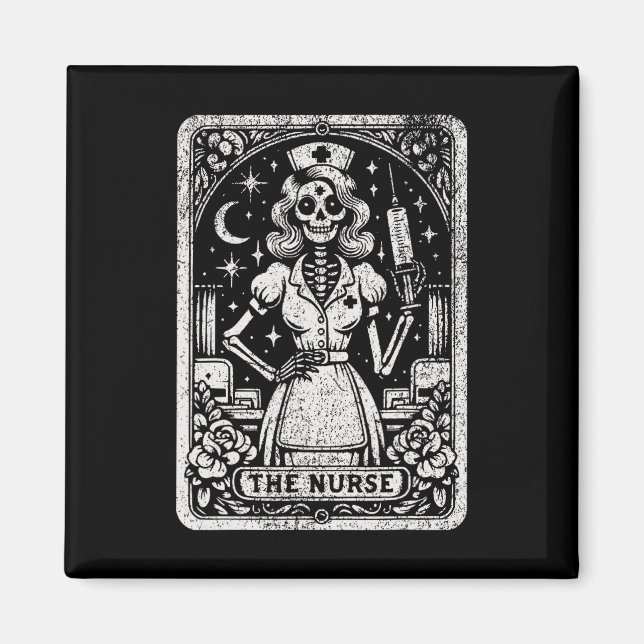 The Nurse Skeleton Tarot Card Funny Nursing Nurse  Magnet (Front)
