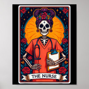 The Nurse Skeleton Tarot Card Funny Nursing Nurse Poster