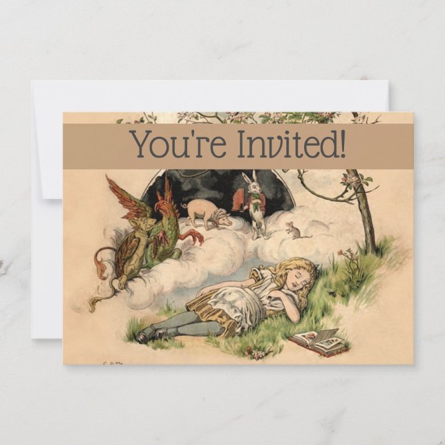 The Nursery Alice 1890 Vintage Wonderland Cover Invitation (Front)