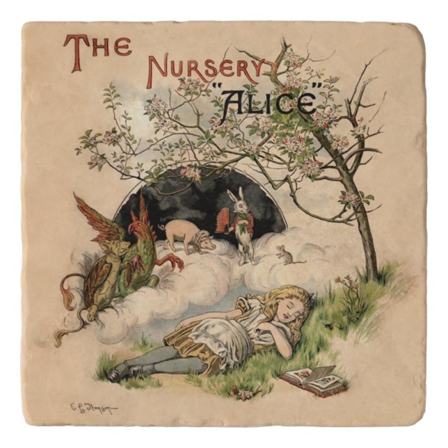 The Nursery Alice 1890 Vintage Wonderland Cover Trivet (Front)