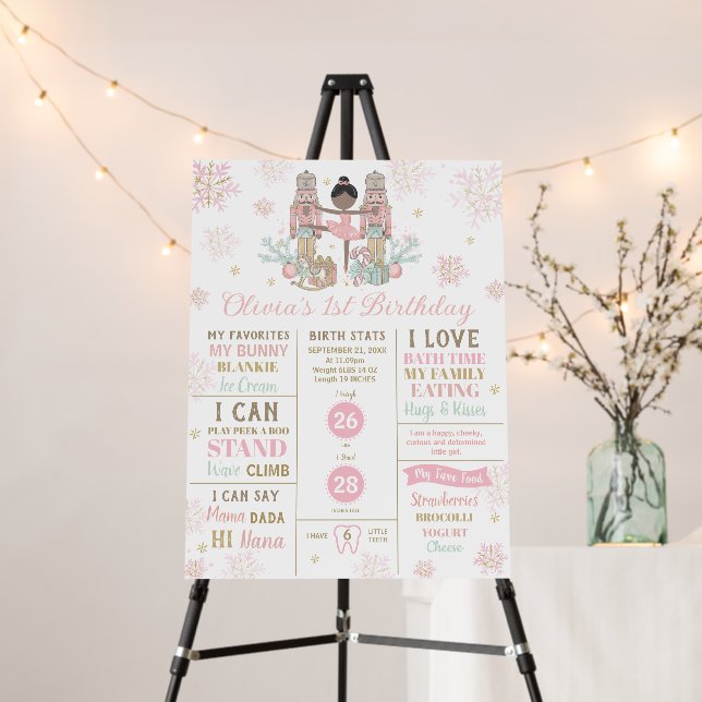 The Nutcracker 1st Birthday Milestone Birth Stats  Foam Board (In Situ (Stand))