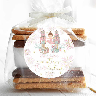 The Nutcracker Ballet Blush Pink Winter Onederland Classic Round Sticker