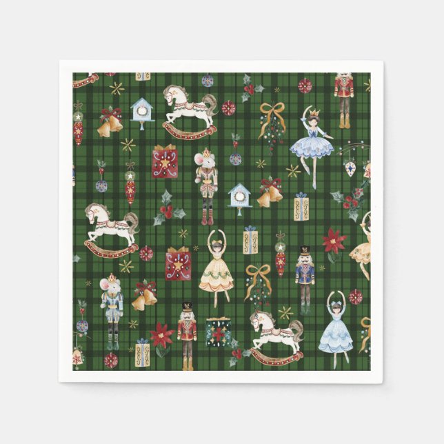 The Nutcracker Ballet Festive Christmas Plaids Napkins (Front)