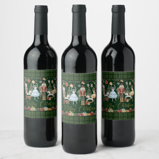 The Nutcracker Ballet Festive Merry Christmas Wine Label