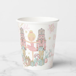 The Nutcracker Ballet Pastel Blush Pink Christmas Paper Cups