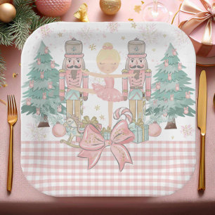 The Nutcracker Ballet Pastel Blush Pink Christmas Paper Plates