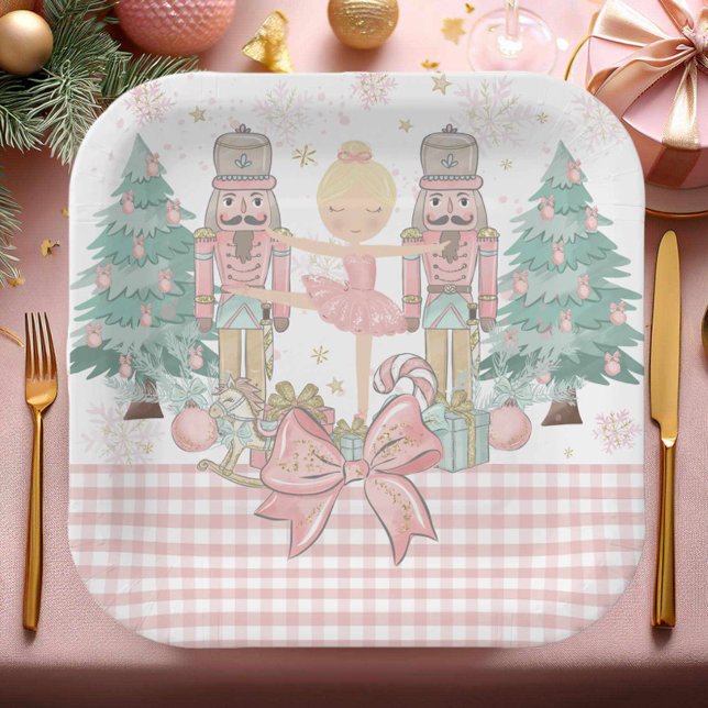 The Nutcracker Ballet Pastel Blush Pink Christmas Paper Plates (Creator Uploaded)