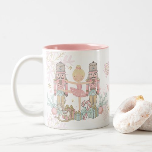 The Nutcracker Ballet Pastel Blush Pink Christmas  Two_Tone Coffee Mug