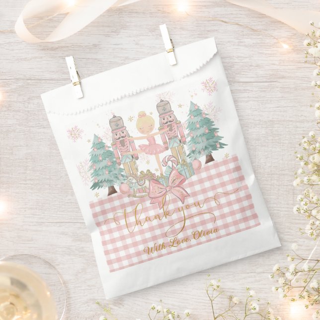 The Nutcracker Ballet Pastel Pink Christmas Blonde Favor Bag (Clipped)