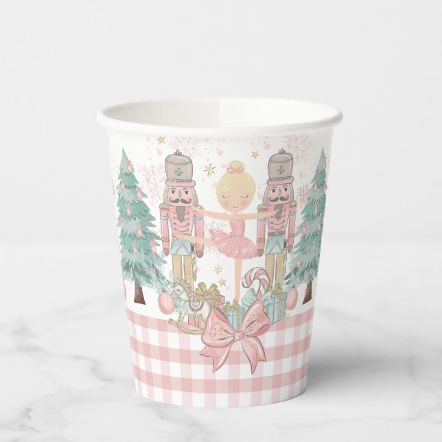 The Nutcracker Ballet Pastel Pink Christmas Blonde Paper Cups (Left)