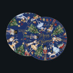 The Nutcracker Ballet Vintage Merry Christmas  Holiday Card<br><div class="desc">Send holiday cheer with this enchanting round Nutcracker Ballet Christmas card! Beautifully designed with vintage illustrations of Nutcracker soldiers, the Mouse King, Sugarplum Fairies, Clara, and a festive Christmas tree adorned with gifts and decorations, this double-sided card captures the magic of the season. The front features a joyful “Merry Christmas”...</div>