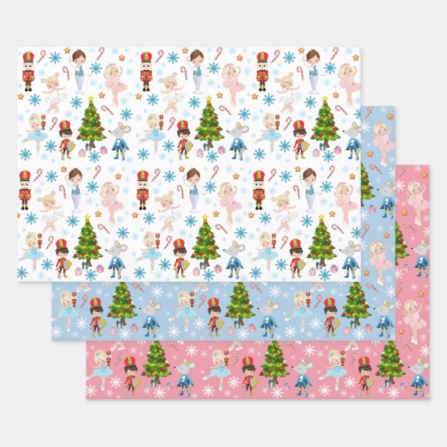 The Nutcracker Characters Clara Winter Christmas Wrapping Paper Sheets (Set)