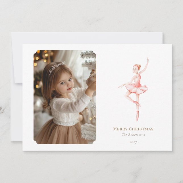 The Nutcracker Christmas Ballerina Photo Card  (Front)