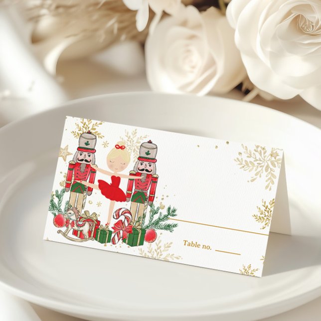 The Nutcracker Christmas Ballet Blonde Red Tutu Place Card (Creator Uploaded)