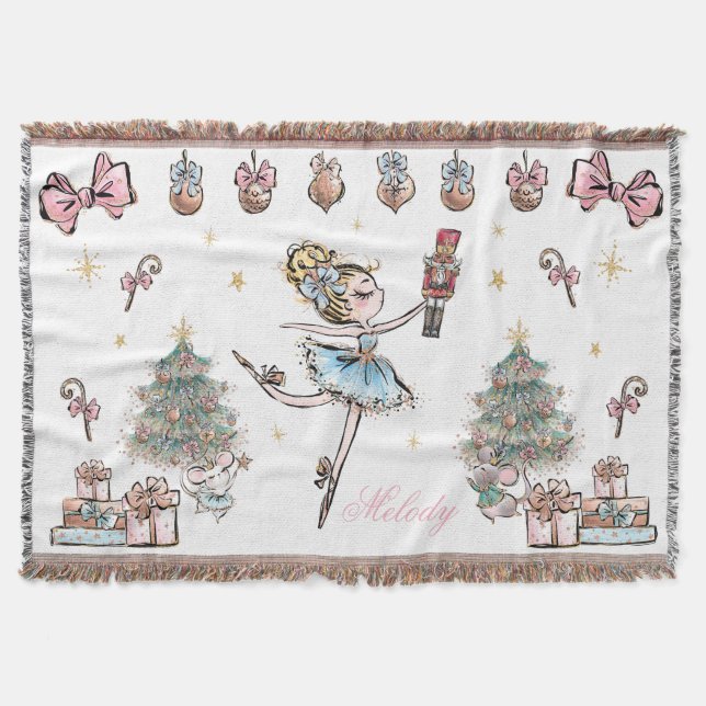 The Nutcracker Christmas Ballet Dance Baby Girl Throw Blanket (Front)