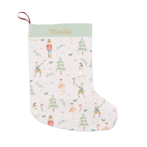 The Nutcracker Christmas Ballet Sweet Pink Mint  Small Christmas Stocking