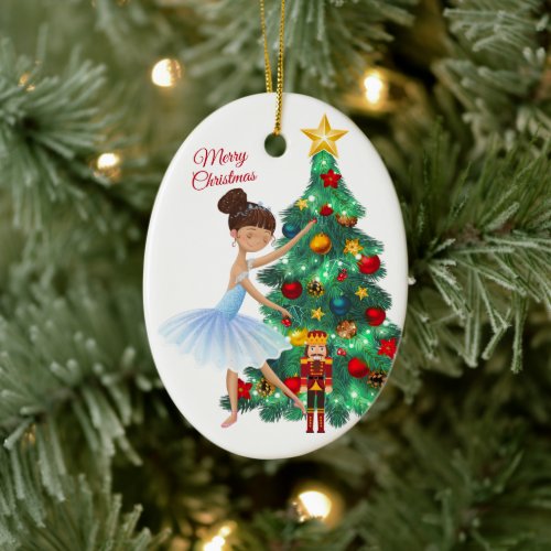 The Nutcracker Clara and The Nutcracker Christmas Ceramic Ornament