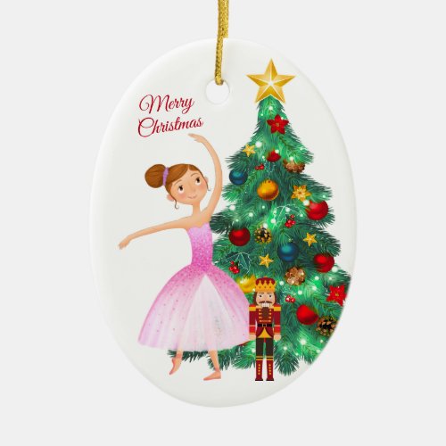 The Nutcracker Clara and The Nutcracker Christmas Ceramic Ornament