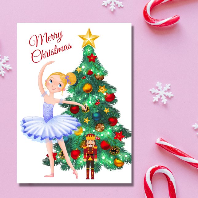 The Nutcracker Clara Ballerina Christmas Ballet Holiday Card (Creator Uploaded)