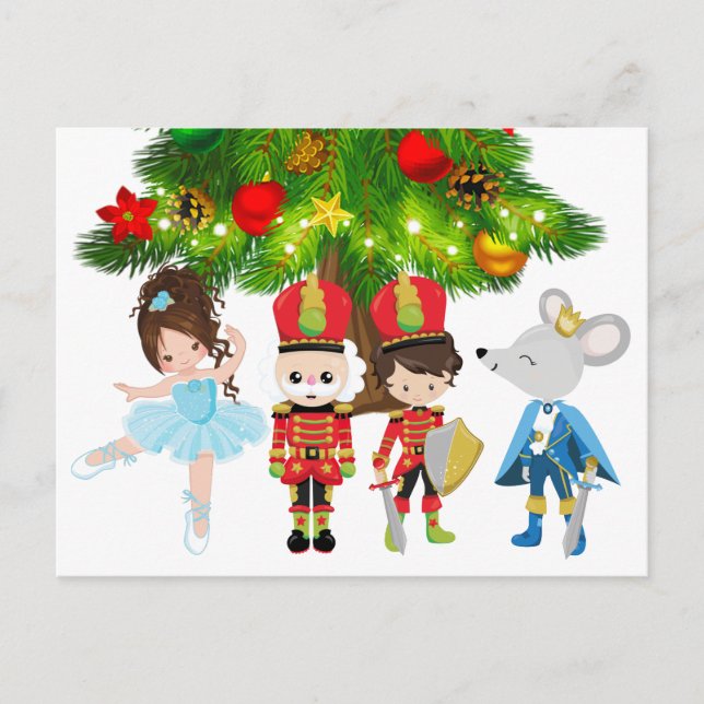 The Nutcracker, Clara, Soldier, Mouse King Ballet Holiday Postcard (Front)