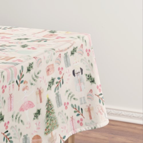 The Nutcracker Holiday Watercolor blush Tablecloth