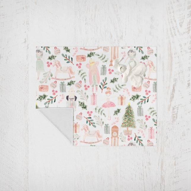 The Nutcracker Holiday Watercolor Fleece Blanket (white fleece blanket the nutcracker holiday)