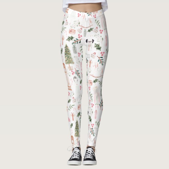The Nutcracker Holiday Watercolor Leggings (Front)