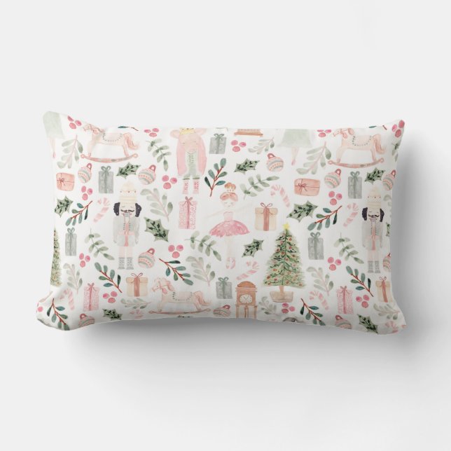 The Nutcracker Holiday Watercolor Lumbar Pillow (Front)