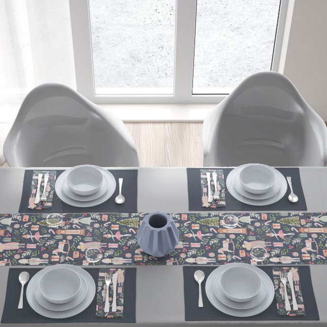 The Nutcracker Holiday Watercolor navy Cloth Napkin (the nutcracker holiday navy design)