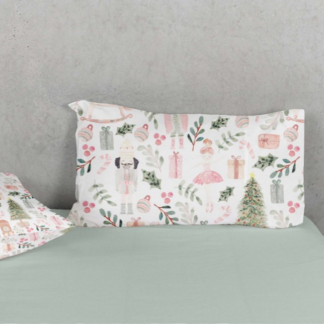 The Nutcracker Holiday Watercolor Pillow Case (matching pillows for nutcracker design)