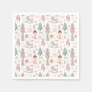 The Nutcracker Pink Christmas Ballet 1st Birthday Napkins