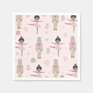 The Nutcracker Pink Christmas Ballet 1st Birthday Napkins